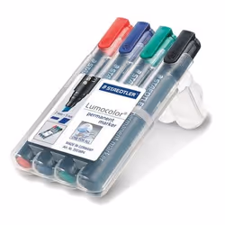 Staedtler Lumocolor 350 WP4, 4 pièce(s), Noir, Bleu, Vert, Rouge, Noir, Bleu, Vert, Rouge, Polypropylène (PP), 2 mm, 5 mm