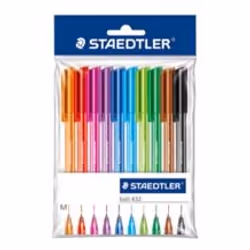 Staedtler ball 432, Clip, Stylo à bille, Noir, Bleu, Marron, Vert, Bleu clair, Vert clair, Magenta, Orange, Rouge, Violet, 10 ...