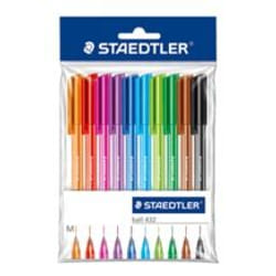 Staedtler ball 432 Noir, Bleu, Marron, Vert, Bleu clair, Vert clair, Magenta, Orange, Rouge, Violet Stylo à bille 10 pièce(s)