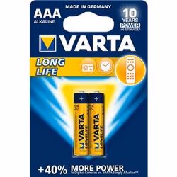 Piles Alcaline VARTA Long Life Extra - Format de Pile: AAA / LR03 - Nombre de Piles: 2 Piles - Tension 1.5 V - une source d’é ...