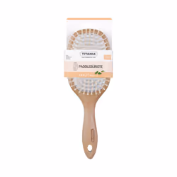Brosse pour cheveux longs et épais avec picots arrondis en bois , pour un massage délicat du cuir chevelu .