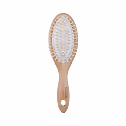 Brosse pour cheveux longs et épais avec picots arrondis en bois , pour un massage délicat du cuir chevelu .