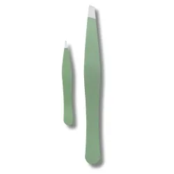 TITANIA - SET PINCES À ÉPILER : PINCE À ÉPILER INCLINÉE + MINI PINCE À ÉCHARDE VERT