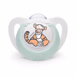 Faites confiance aux techniques traditionnelles pour apaiser votre bébé. La tétine NUK Star procure à votre enfant une sensat ...
