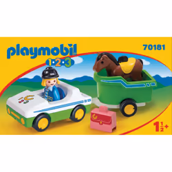 Playmobil 1.2.3 Cavalière avec voiture et remorque - Vue supplémentaire 5
