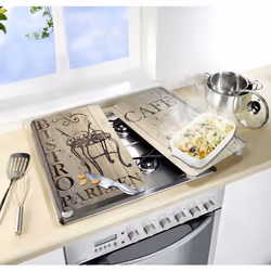 WENKO BISTRO planche à découper pour cuisine Rectangulaire Plastique, Verre trempé, Élastomère thermoplastique (TPE) Beige, Multicolore
