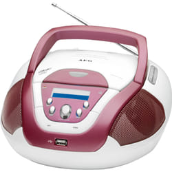 AEG SR 4339 Analogique FM, MW Rose, Blanc Lecture de MP3