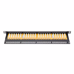 CAT 6 Patch Panel, unshielded,24-port RJ45 w. shutter, 8P8C, LSA, 0.5U, 19" rack mount, black (DN-91624U-SL-SH) - Vue supplémentaire 2