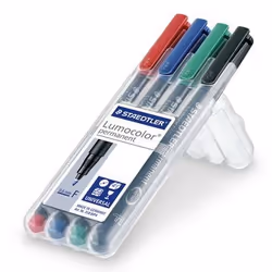 Staedtler Lumocolor 318 WP4 marqueur indélébile Pointe fine Noir, Bleu, Vert, Rouge 4 pièce(s) - Vue supplémentaire 2