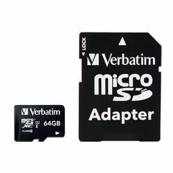 Verbatim Premium, 64 Go, MicroSDXC, Classe 10, 70 Mo/s, Noir