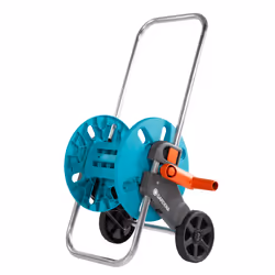 Gardena Dévidoir Aquaroll S, Chariot sur roues, Fonctionnel, Noir, Bleu, Acier inoxydable