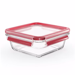 Tefal MasterSeal N1041410, Boîte, Carré, 0,8 L, Transparent, Rouge, Verre, 420 °C