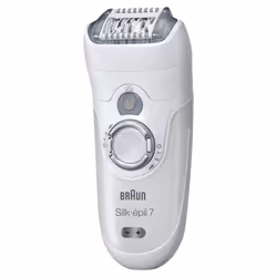 Braun Épilateur Silk-épil 7-561 Wet & Dry avec 6 accessoires incluant une tête de rasage et un embout tondeuse, Blanc, 40 pin ...