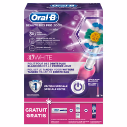 Oral-B PRO 2000 Beauty Box Adulte Brosse à dents rotative oscillante Rose, Blanc