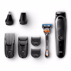 Braun Multigroomer MGK5060, Écran integré, Lavable, AC/Batterie, Lame auto-aiguisable, Noir, Gris