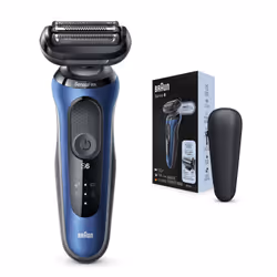 Braun Series 6 60-B1000s, Rasoir à grille, Bleu, LED, Batterie, Lithium-Ion (Li-Ion), Batterie intégré