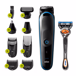 Devenez barbier et coiffeur à la fois. La tondeuse tout-en-un Braun All-In-One Trimmer MGK7221 vous permet de facilement garder le contrôle sur votre barbe