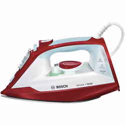 Bosch TDA3024010, Fer à vapeur, Semelle en céranium glissée, 2 m, 150 g/min, Rouge, Blanc, 40 g/min