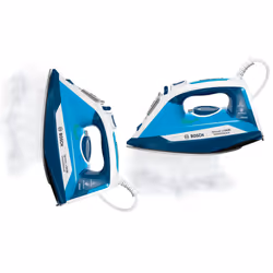 Bosch TDA3028210 fer à repasser Fer à vapeur Semelle en céranium glissée 2800 W Bleu, Blanc