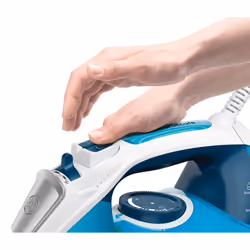 Bosch TDA3028210 fer à repasser Fer à vapeur Semelle en céranium glissée 2800 W Bleu, Blanc