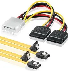 deleyCON SATA 3 6Gbit/s + 4pin 2x SATA câble SATA SATA 7-pin Noir, Jaune