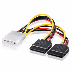 deleyCON SATA 3 6Gbit/s + 4pin 2x SATA câble SATA SATA 7-pin Noir, Jaune - Vue supplémentaire 2