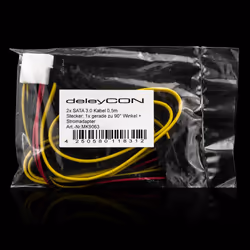 deleyCON SATA 3 6Gbit/s + 4pin 2x SATA câble SATA SATA 7-pin Noir, Jaune - Vue supplémentaire 3