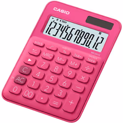 Casio MS-20UC-RD, Bureau, Calculatrice basique, 12 chiffres, 1 lignes, Batterie/Solaire, Rouge