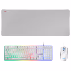 Mars Gaming MCPXWFR, Taille réelle (100 %), USB, Clavier à membrane, LED RGB, Blanc, Souris incluse