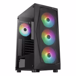 Aerocool Falcon ARGB, Midi Tower, PC, Noir, ATX, micro ATX, Mini-ITX, ABS, SPCC, Acier, 15,7 cm