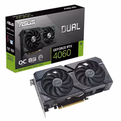 ASUS Dual -RTX4060-O8G, GeForce RTX­ 4060, 8 Go, GDDR6, 128 bit, 7680 x 4320 pixels, PCI Express 4.0