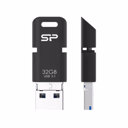 Silicon Power Mobile C50, 32 Go, USB Type-A / USB Type-C / Micro-USB, 3.2 Gen 1 (3.1 Gen 1), Autres, 5,2 g, Noir