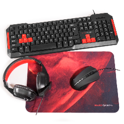 Mars Gaming MRCP1 clavier Souris incluse USB Noir, Rouge