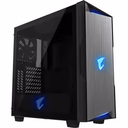 Gigabyte AORUS C300 GLASS, Midi Tower, PC, Verre, Plastique, Acier, Noir, ATX, micro ATX, Mini-ITX, Jouer