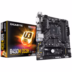 Gigabyte B450M DS3H, AMD, Emplacement AM4, AMD Athlon, AMD Ryzen™ 3, AMD Ryzen™ 3 de 2e génération, AMD Ryzen™ 3 de 3e généra ...