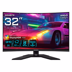 GIGABYTE M32QC 31,5" Moniteur de jeu incurvé QHD - 2560 x 1440 (QHD), 165Hz, 1ms, KVM, 350 cd/m², FreeSync Premium Pro, Displ ...
