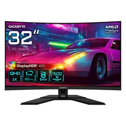 GIGABYTE M32QC 31,5" Moniteur de jeu incurvé QHD - 2560 x 1440 (QHD), 165Hz, 1ms, KVM, 350 cd/m², FreeSync Premium Pro, Display HDR400, HDMI 2.1, DisplayPort 1.2