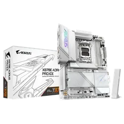GIGABYTE Carte mère X870E AORUS PRO ICE - Prend en charge les processeurs AMD Ryzen 9000, VRM numérique 16+2+2 phases, jusqu'à 8000MHz DDR5 (OC), 4xM.2 + 4xPCIe 5.0, Wi-Fi 7, LAN 2.5GbE, USB 3.2 Gen 2x2