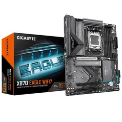 GIGABYTE Carte Mère X870 EAGLE WIFI7 - Prend en charge les processeurs AMD Ryzen 9000, VRM à 14+2+2 phases, jusqu'à 8000MHz DDR5 (OC), 4xPCIe 5.0 + 3xM.2, Wi-Fi 7, LAN 2.5GbE, USB 3.2 Gen 2x2