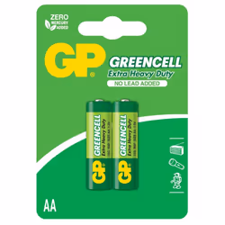 2x Piles AA GP Greencell Extra Heavy Duty - Tension 1.5 V - Composition: Carbon Zinc - Idéale pour: montres, jouets, télécomm ...