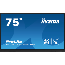 iiyama PROLITE Panneau plat de signalisation numérique 75" Wifi 400 cd/m² 4K Ultra HD Noir Écran tactile Intégré dans le processeur Android 11 16/7