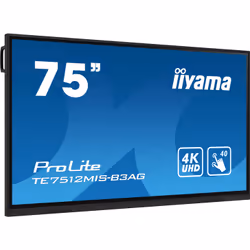 iiyama TE7512MIS-B3AG affichage de messages En forme de kiosk 190,5 cm (75") LCD Wifi 400 cd/m² 4K Ultra HD Noir Écran tactile Intégré dans le processeur Android 11 24/7