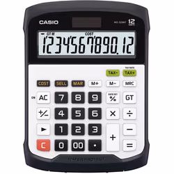 Casio WD-320MT, Bureau, Calculatrice financière, 12 chiffres, Affichage inclinable, Batterie/Solaire, Noir, Blanc