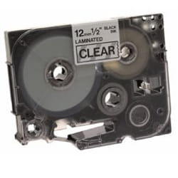 Brother Black on Clear Gloss Laminated Tape, 12mm ruban d'étiquette TZ