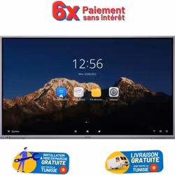 Ecran Plat Interactif Hikvision 4K Tactile - Taille de l'écran 86 pouces - Résolution 3840 × 2160 pixels 60Hz - USB-C - Luminosité: 350 cd/m² - Contraste : 1200 :1 - USB-A - RJ45 - Angle de vision Horizontal 178° vertical 178° - 45 Point de contact ( Multi-touch) - Temps de réponse 10ms - Android 11 - Processeur  A72*2 + A53*4