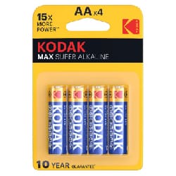 4x Piles KODAK Max AlKaline 1.5V