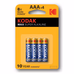 Piles KODAK Max AlKaline - Nombre de Piles: 4 Piles - Format de Pile: AAA/LR03 - Tension: 1.5 V - Batteries idéales à utilise ...