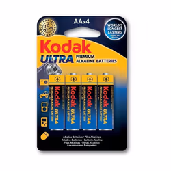 Piles KODAK Ultra AlKaline - Nombre de Piles: 4 Piles - Format de Pile: AA/LR06 - Tension: 1.5 V - Batteries idéales à utilis ...