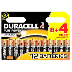 8x Piles Duracell AA Plus Power + 4 piles Offertes (5000394127265)