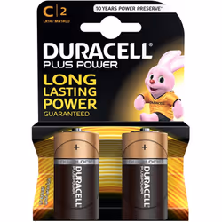 2 Piles DURACELL - Format de Pile: C - Puissance longue durée - Les piles Duracell Plus Power sont des piles alcalines polyva ...
